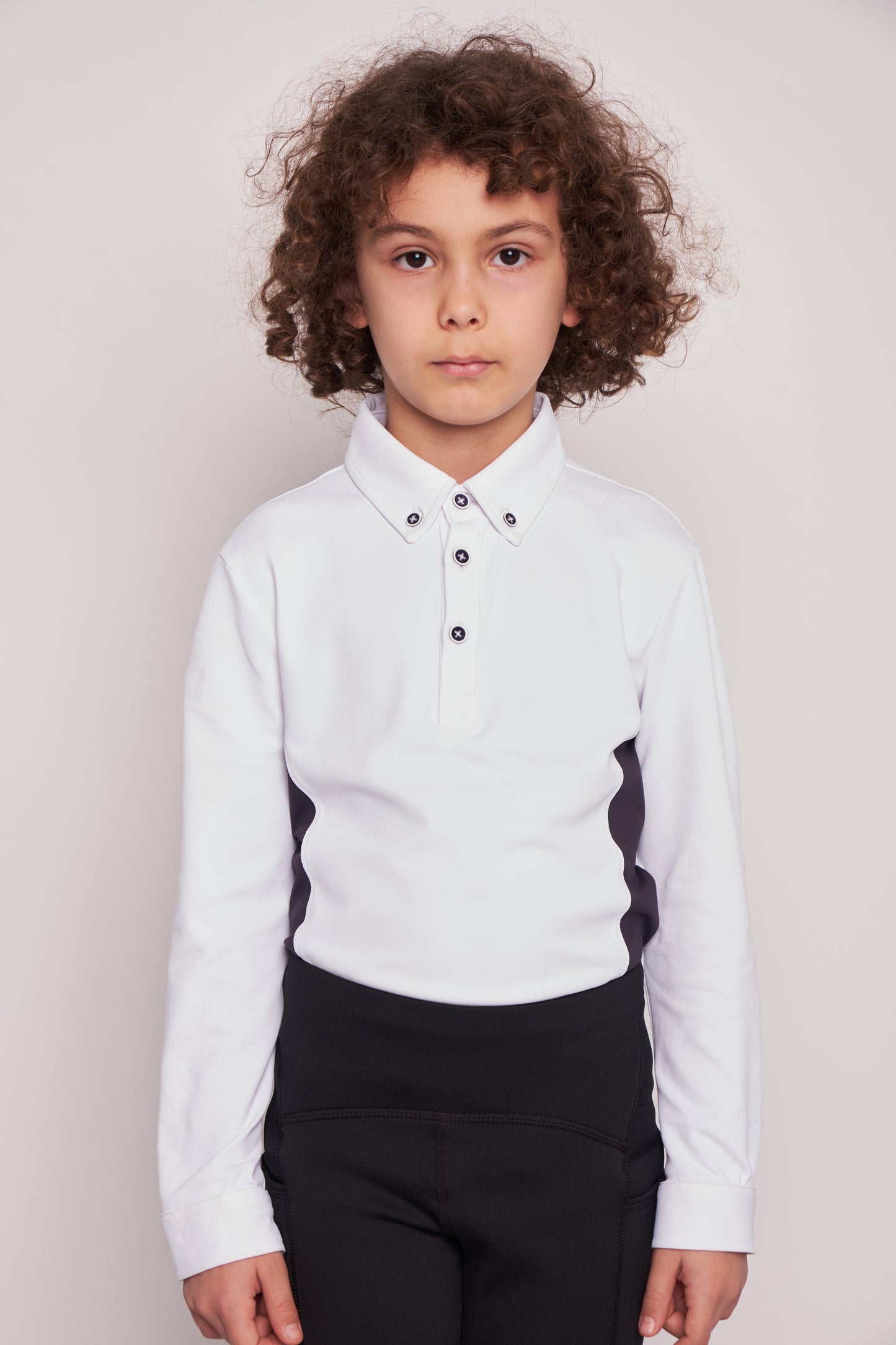 COMPETITION POLO L/S RIDER WHITE/NAVY PIQUET