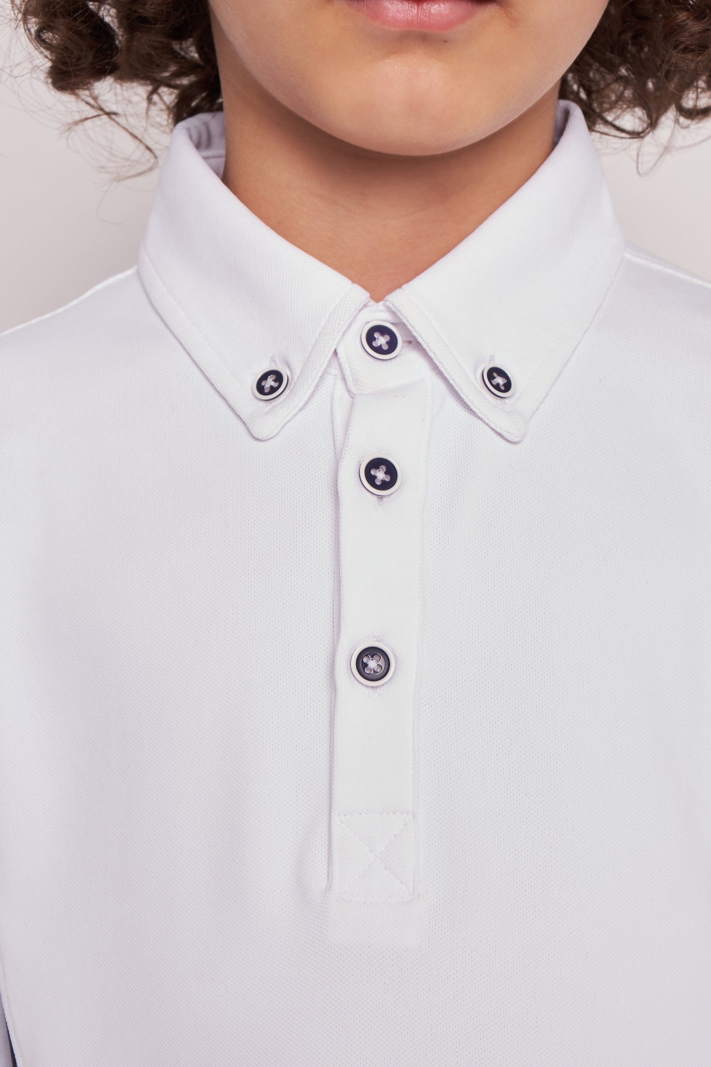 COMPETITION POLO L/S RIDER WHITE/NAVY PIQUET