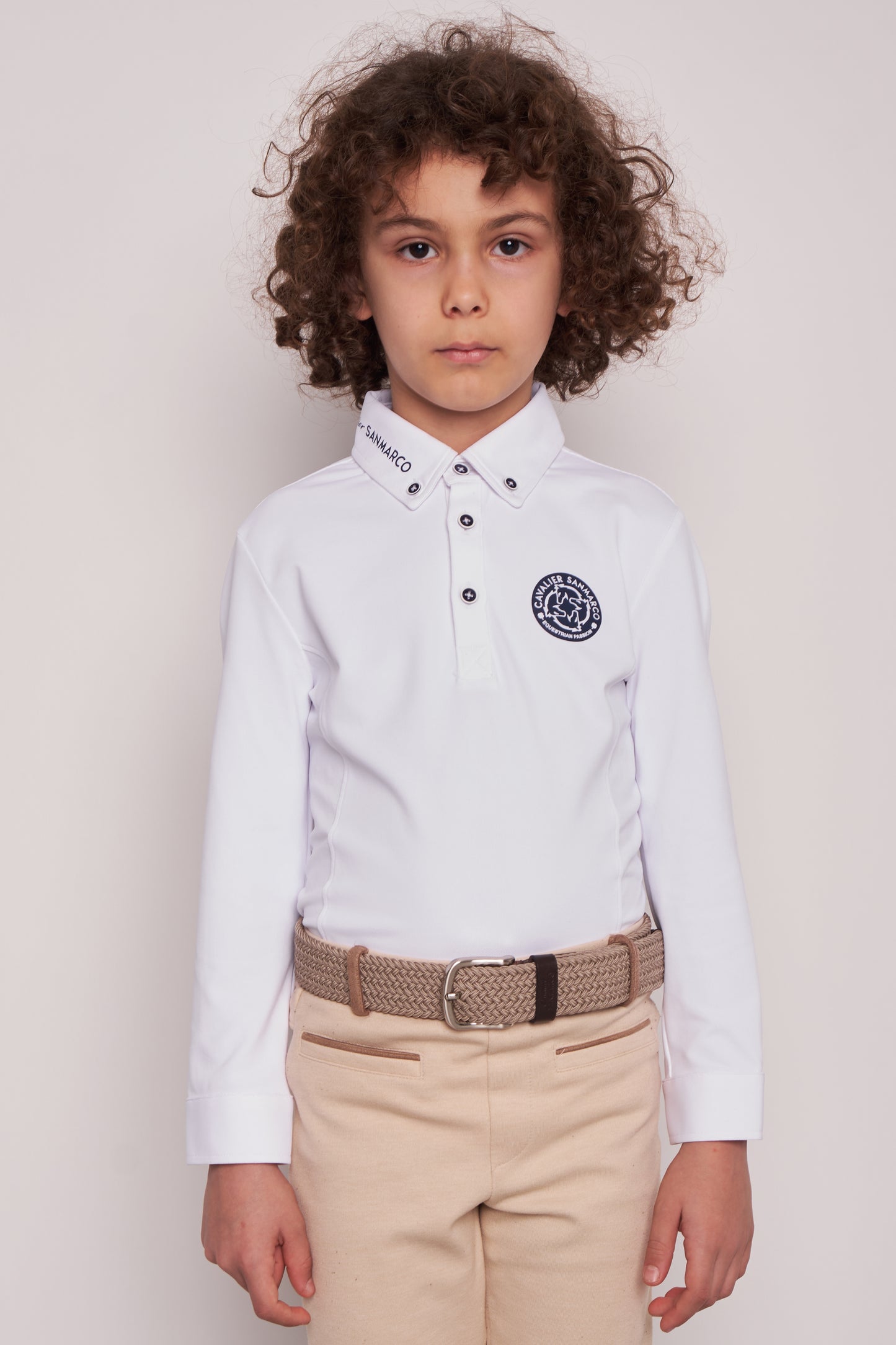 COMPETITION POLO L/S RIDER WHITE PIQUET