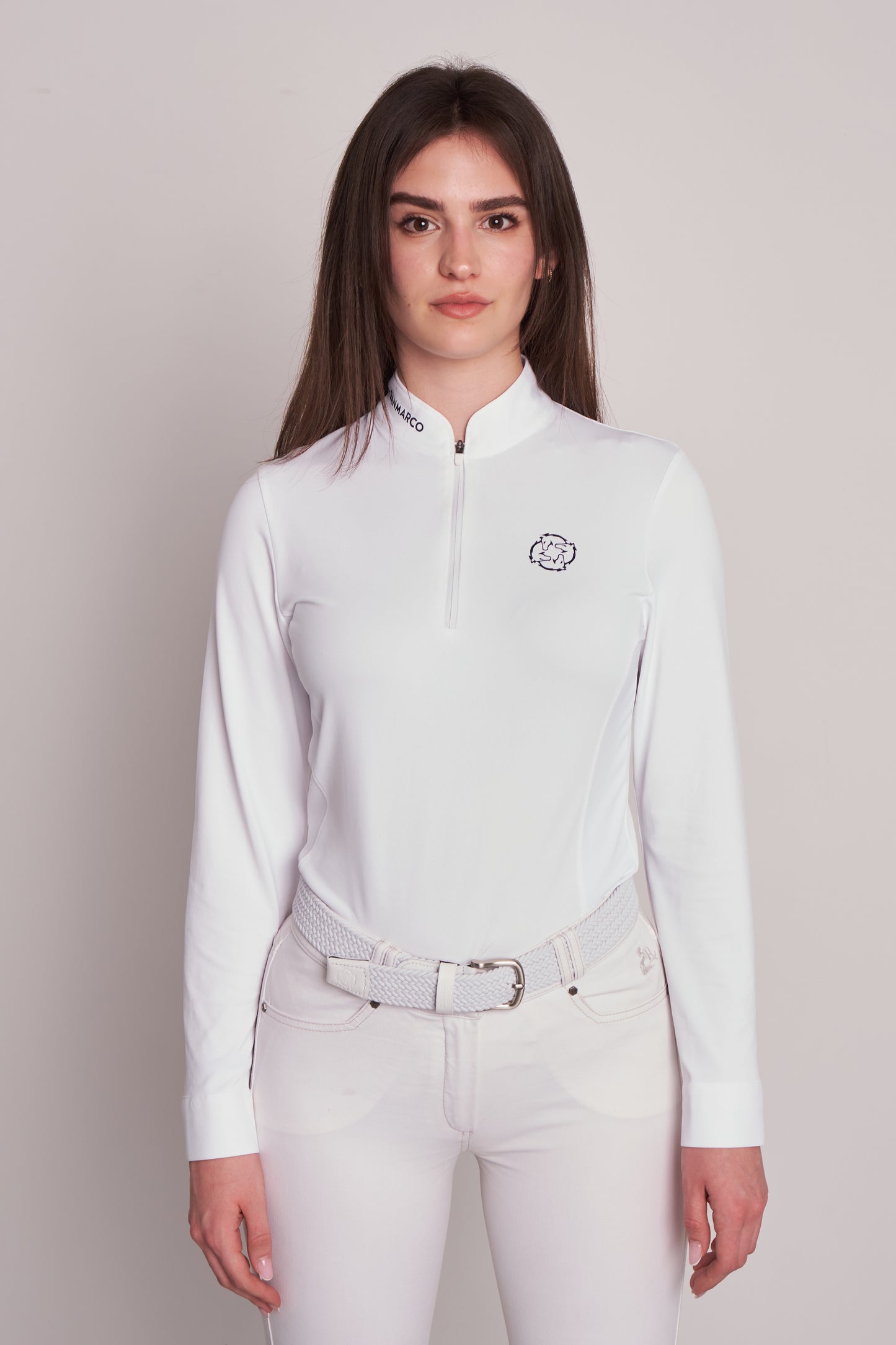 COMPETITION POLO L/S RIDER WHITE PIQUET