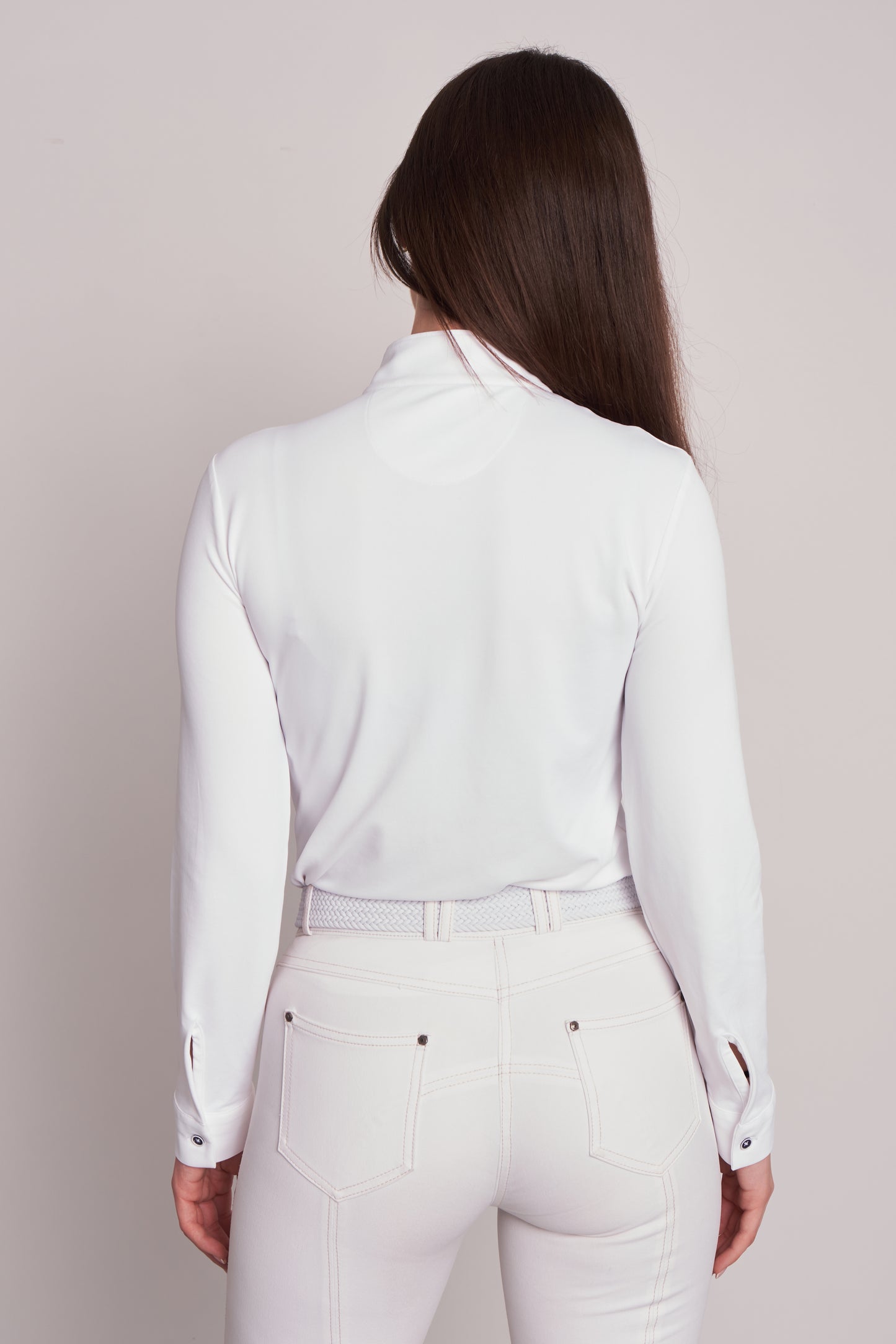 COMPETITION POLO L/S RIDER WHITE PIQUET