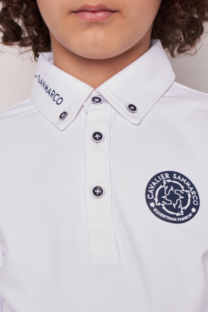 COMPETITION POLO L/S RIDER WHITE PIQUET