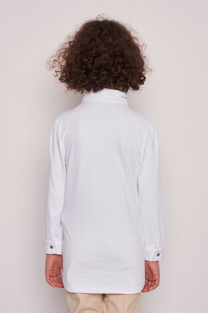 COMPETITION POLO L/S RIDER WHITE PIQUET