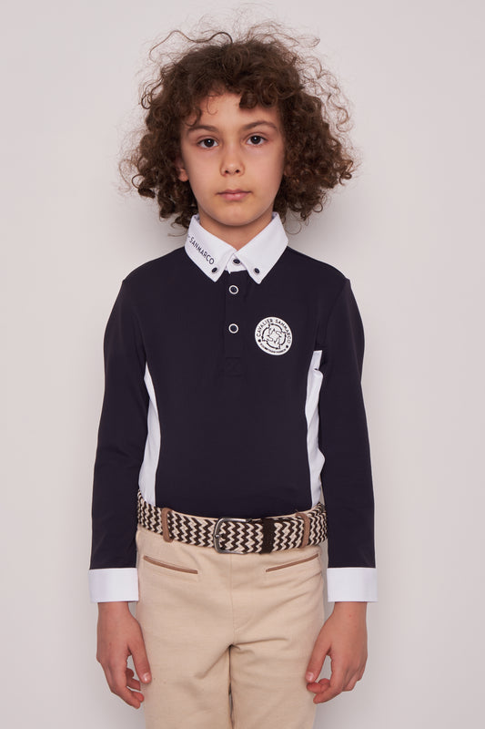COMPETITION POLO L/S RIDER NAVY PIQUET