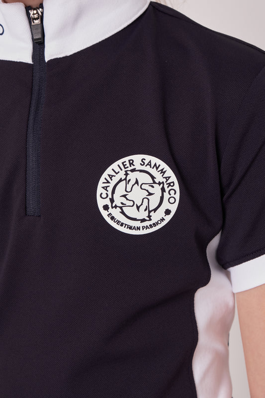 GIRLS COMPETITION POLO S/S RIDER NAVY PIQUET
