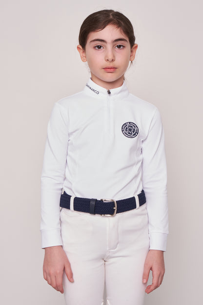 COMPETITION POLO L/S RIDER WHITE PIQUET