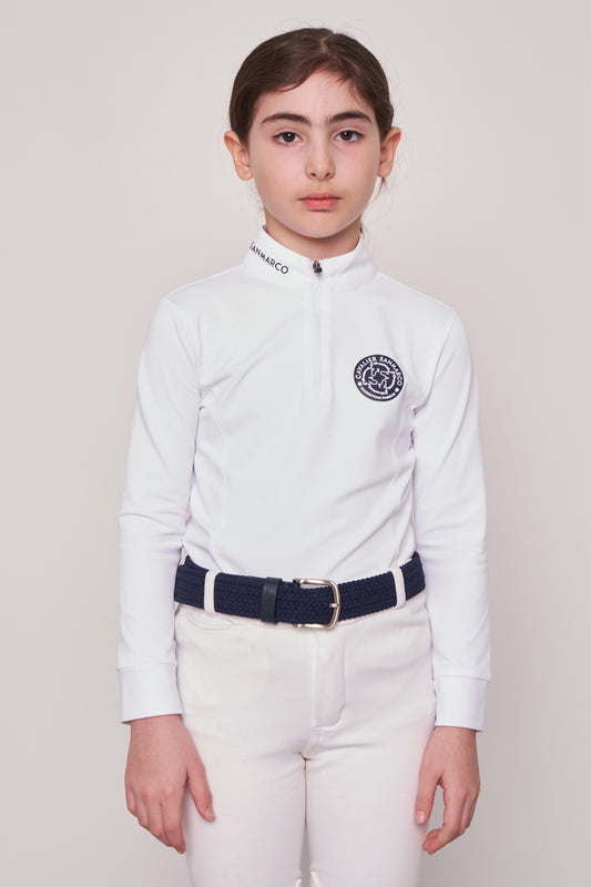 COMPETITION POLO L/S RIDER WHITE PIQUET