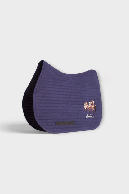 SADDLE PAD ROWS HORSE NAVY SUEDE