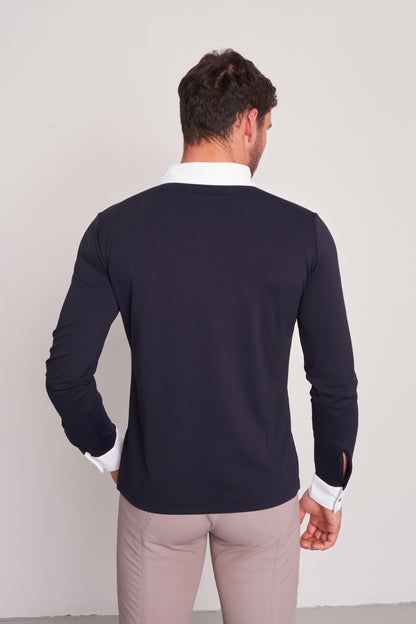 COMPETITION POLO L/S RIDER NAVY PIQUET
