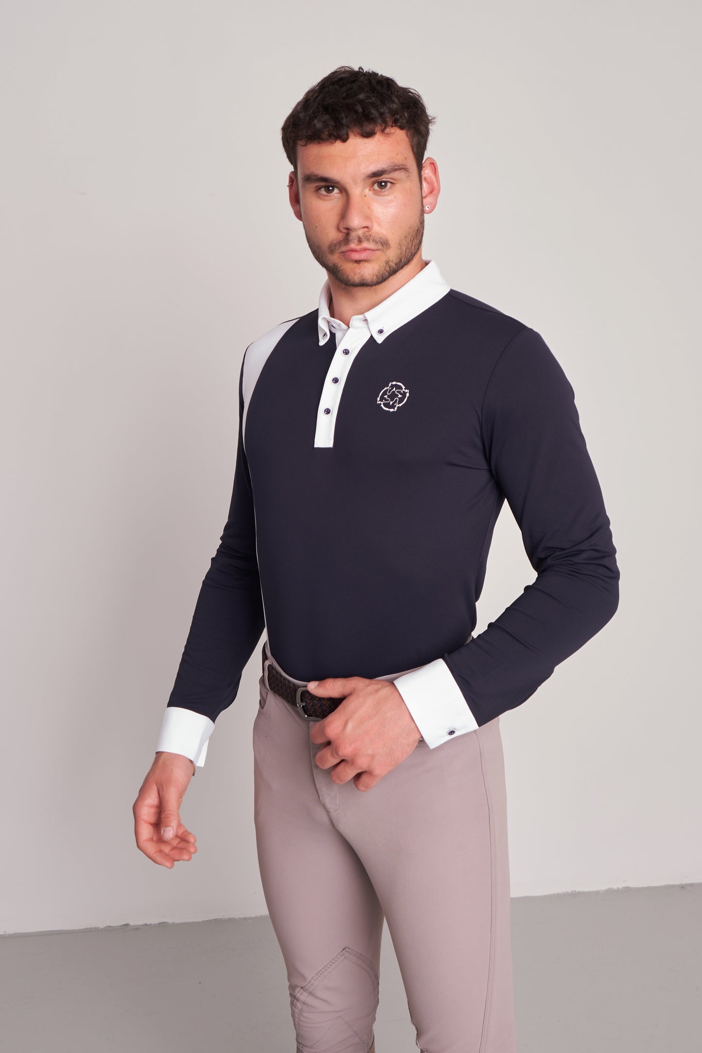 COMPETITION POLO L/S RIDER NAVY PIQUET