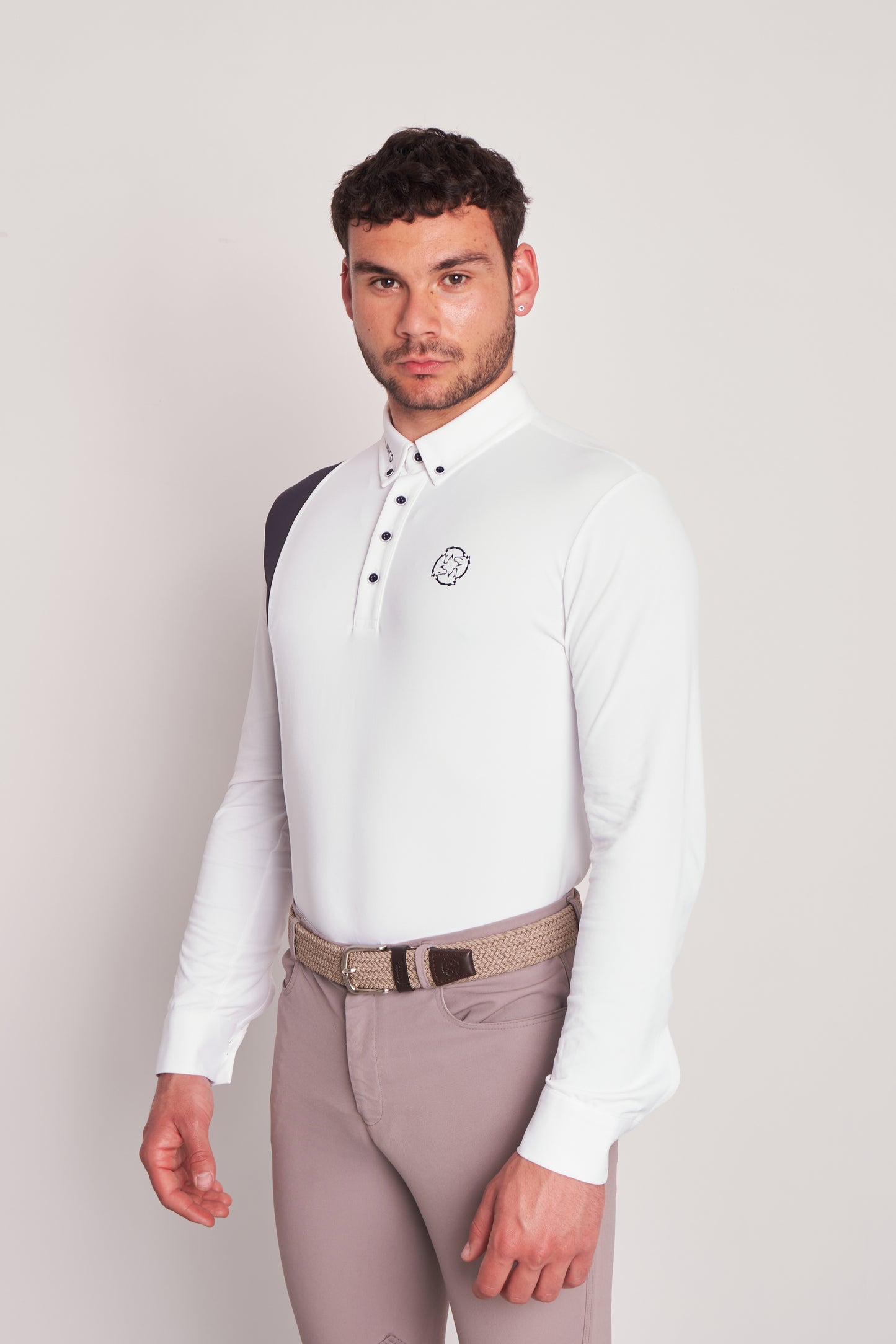 COMPETITION POLO L/S RIDER WHITE PIQUET