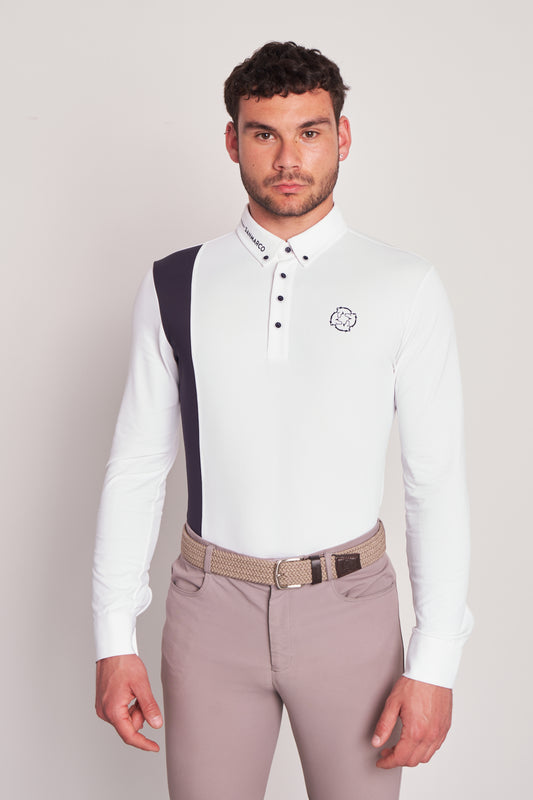 COMPETITION POLO L/S RIDER WHITE PIQUET