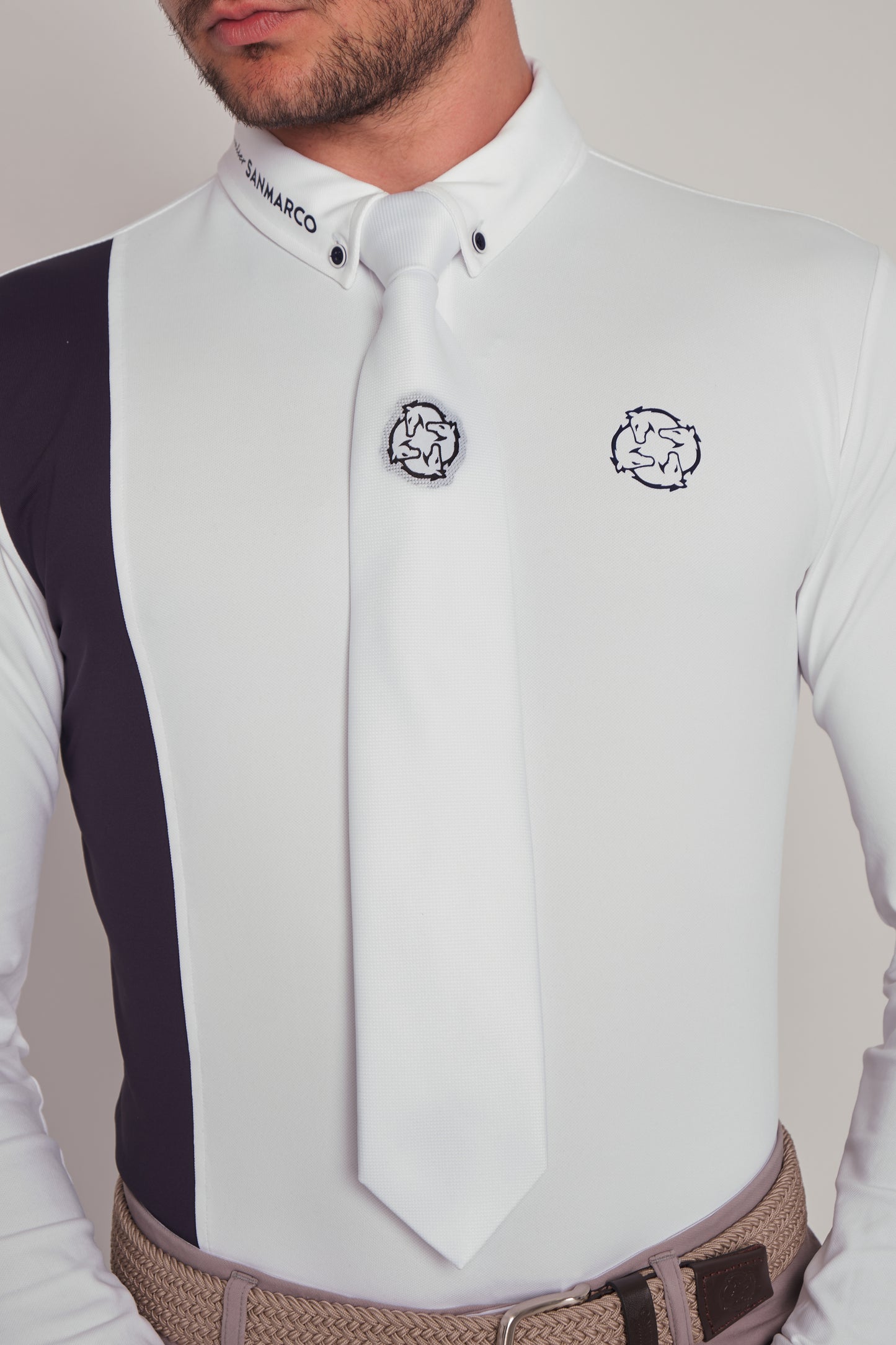 COMPETITION POLO L/S RIDER WHITE PIQUET