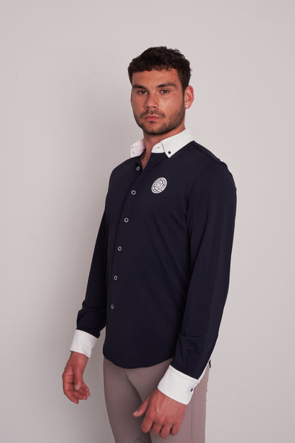 COMPETITION SHIRTS L/S RIDER NAVY PIQUET