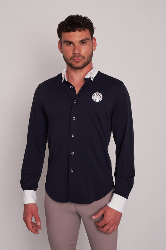 COMPETITION SHIRTS L/S RIDER NAVY PIQUET