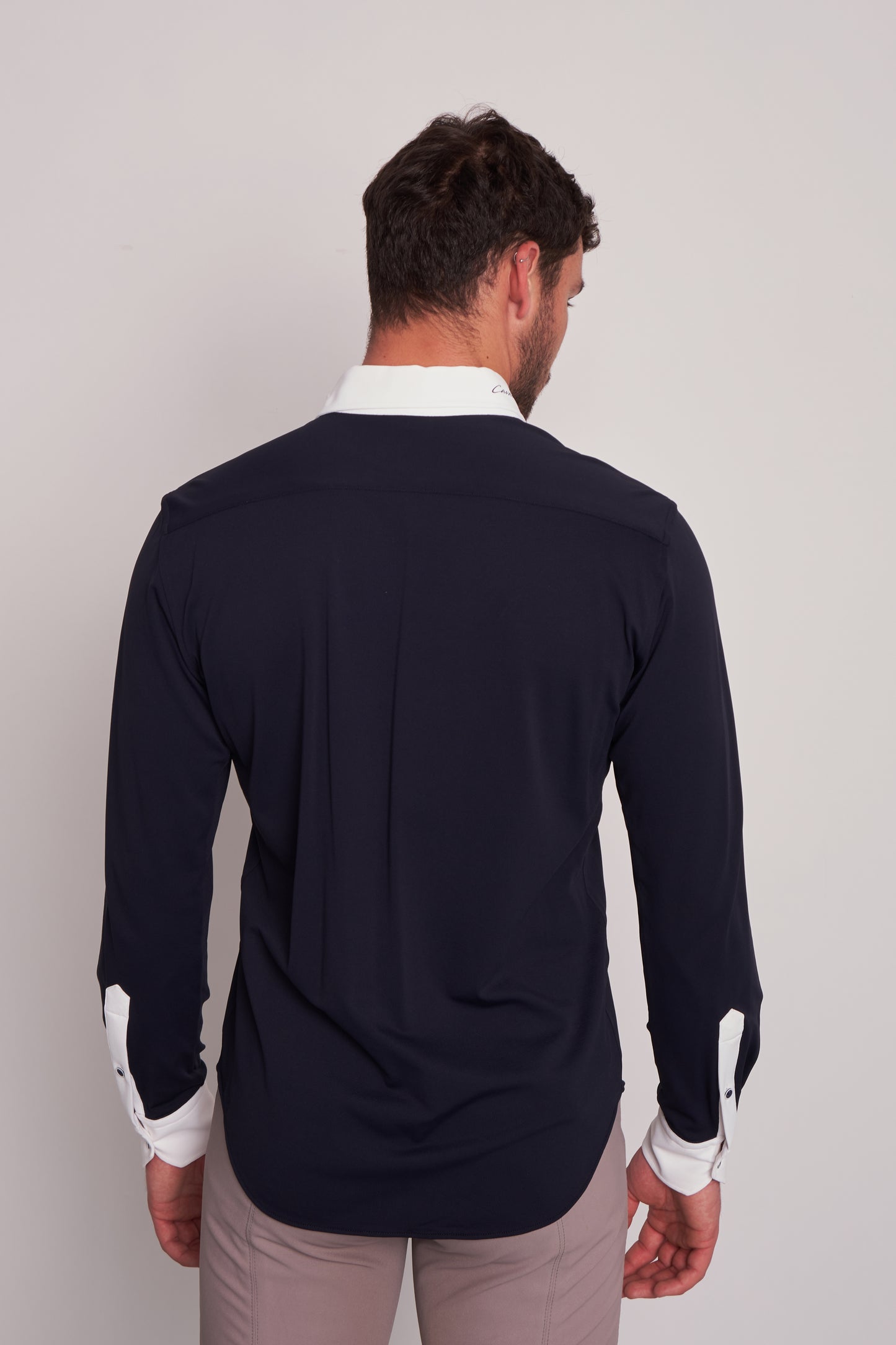 COMPETITION SHIRTS L/S RIDER NAVY PIQUET