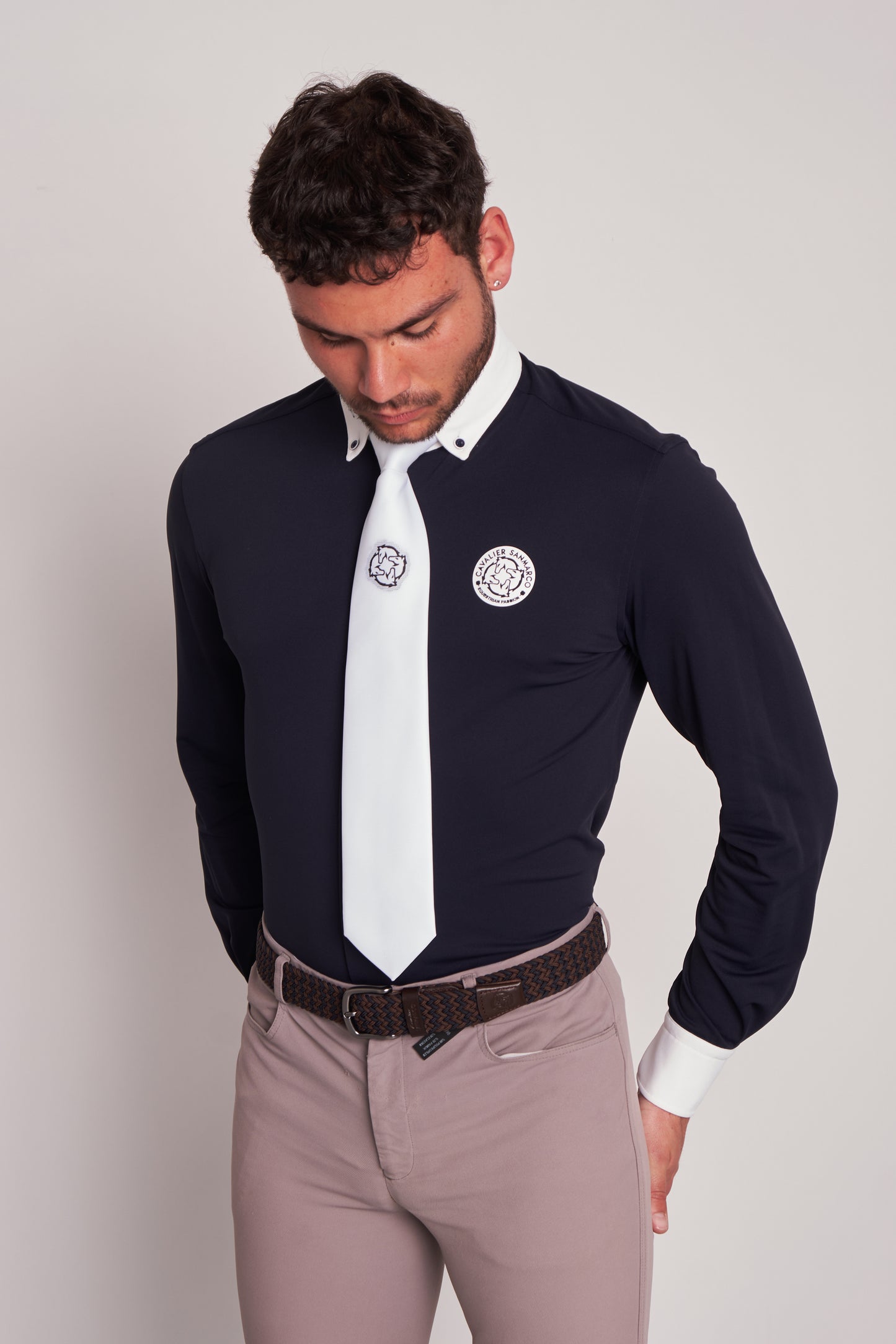 COMPETITION SHIRTS L/S RIDER NAVY PIQUET