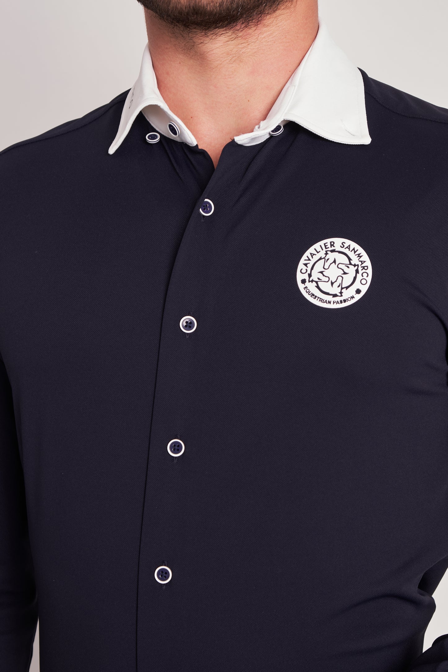 COMPETITION SHIRTS L/S RIDER NAVY PIQUET