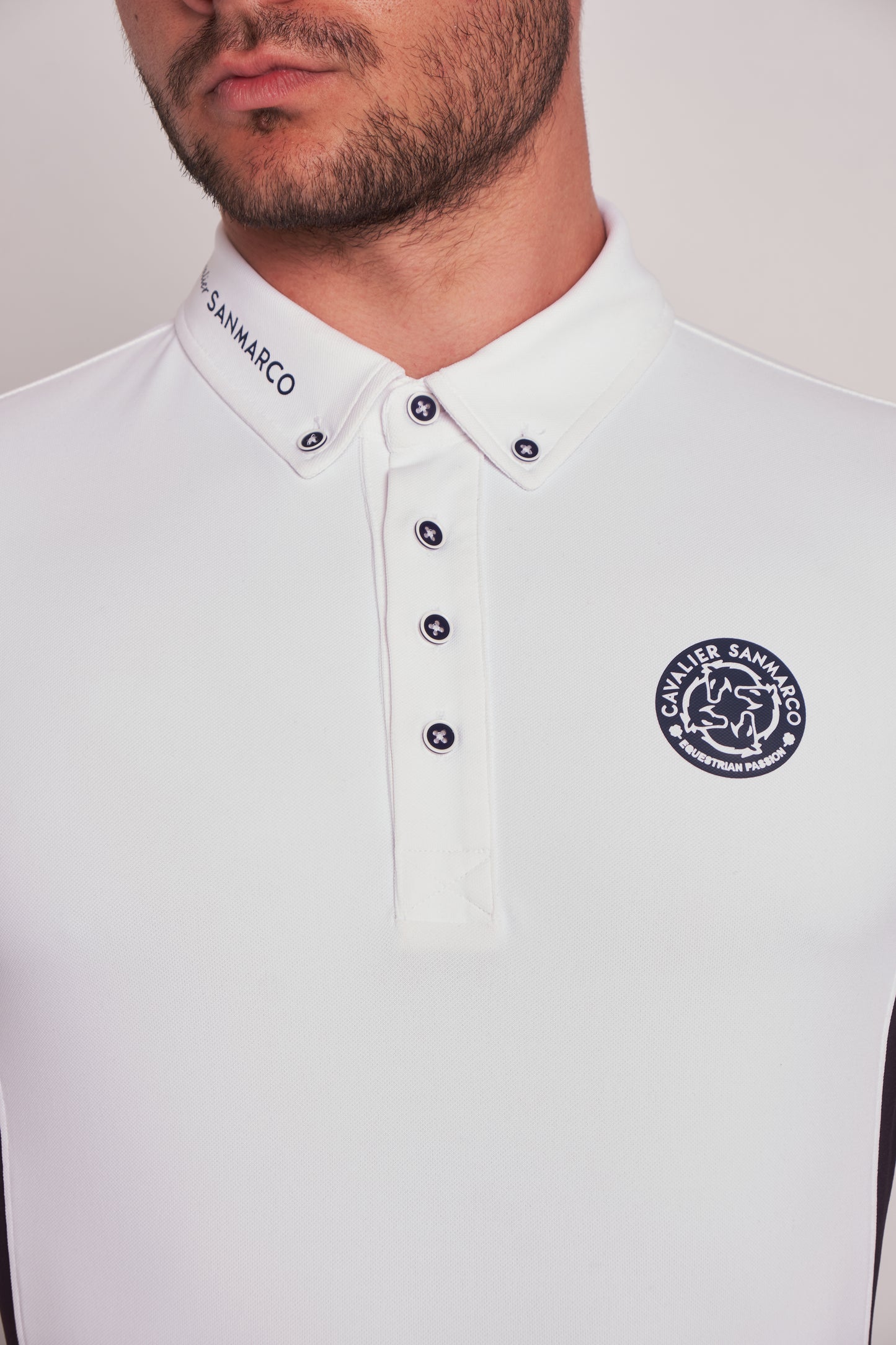 COMPETITION POLO MAN S/S RIDER WHITE/NAVY  PIQUET