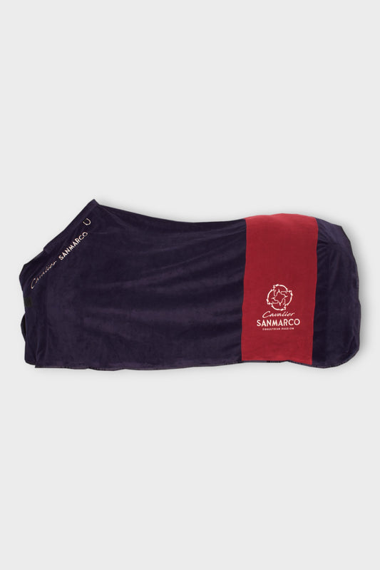 YORK FLEECE COOLER BLANKET NAVY/BORDEAUX